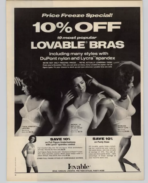 LOVABLE BRAS 1971 Vtg Print Ad 10.25x13.25 ladies Intimates girdle panty  hose $8.30 - PicClick