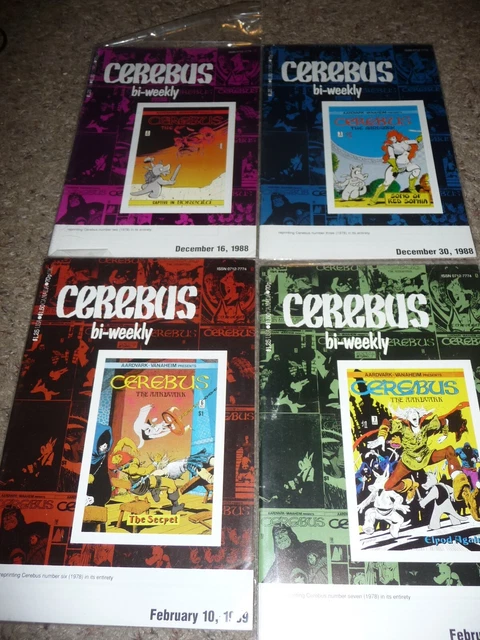 Lot 4 vintage CEREBUS BI-WEEKLY comic books December 1988-February 1989