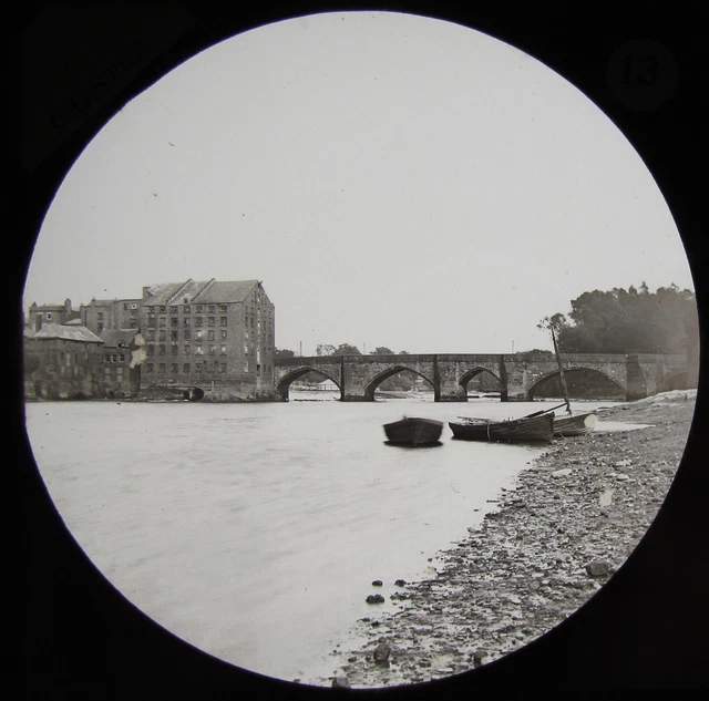 Glas Magic Laterne Rutsche CHESTER OLD BRIDGE & DEE MILLS C1890 VIKTORIANISCHES FOTO