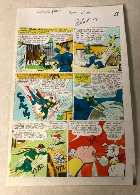 SUPERMAN FAMILY #169 ART original COLOR GUIDE KRYPTO SUPERBOY SOLAR BOY 1975