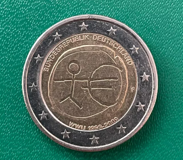 2 Euro Münze Deutschland F Strichmännchen WWU 1999-2009 und Ohne, Fehlprägung.