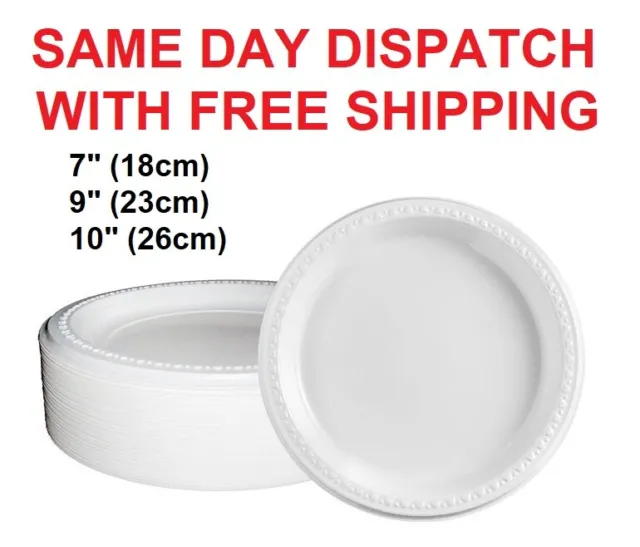 100 x Plastic Plates Reusable Party Dishes for Wedding Tableware Free Shipping