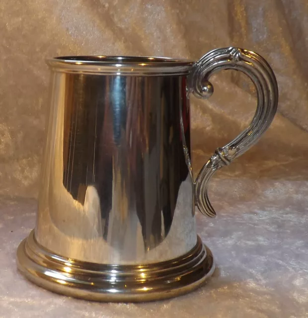 Quarter Pint Sheffield  Pewter Tankard - "All Gone" Etched On Glass Base  - New.