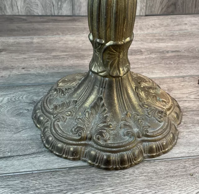 Ornate Floral Unmatched Pair of 2 Heavy Brass  Candlesticks Wedding 20 Inch Tall 2