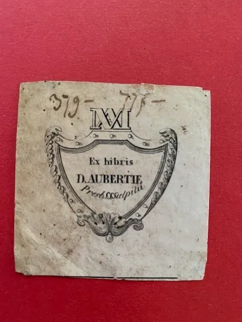Ex-libris AUBERTIE D., A0872, 36 x 36 mm, 19è