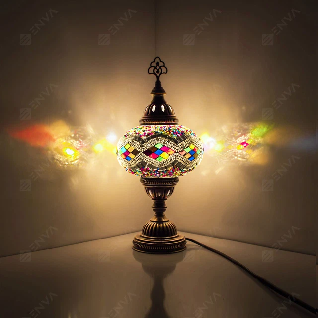 Lampada tavolo da scrivania con lampada multicolore a mosaico marocchino turco