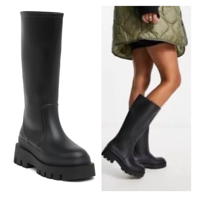 Jeffrey Campbell Womens Size 10M Ilya Waterproof Knee High Rain Boot Black NEW