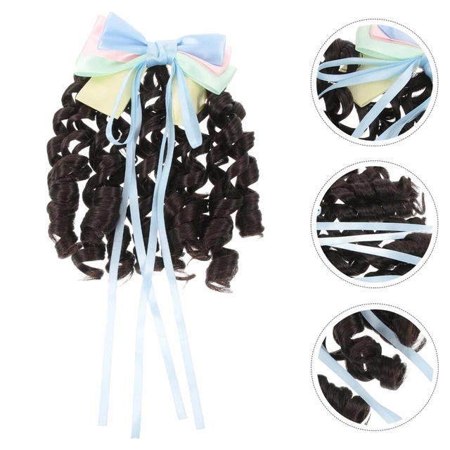 Parrucca arricciata riccia fiocco ballo cosplay acconciatura festa ballo accessorio capelli per