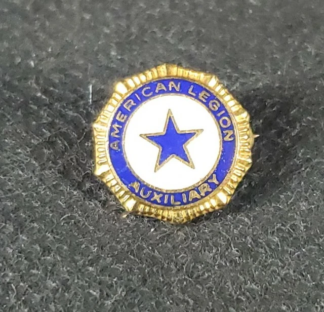 Vintage US American Legion Pin Tie Tac Back Rare U.S. Brass Blue Enamel