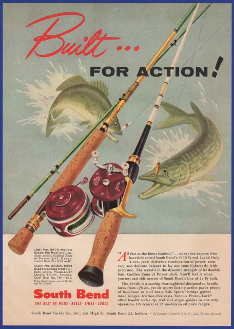 VINTAGE 1956 SOUTH BEND Fly Rod Casting Rod Fishing Ephemera 50's Print Ad  £9.37 - PicClick UK
