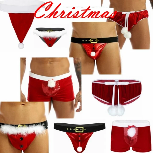 HERREN WEIHNACHTEN SLIP String Tanga Pouch TBack Unterhose Low Rise