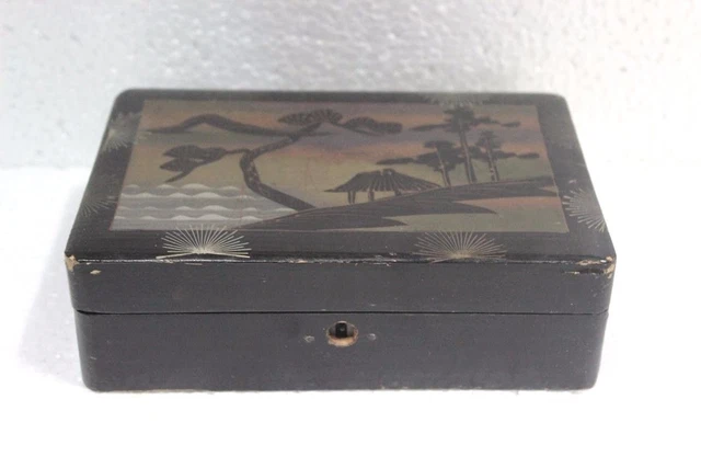 Burmese Wooden Jewellery Box Old Vintage Antique Rare Decor Collectible PV-81