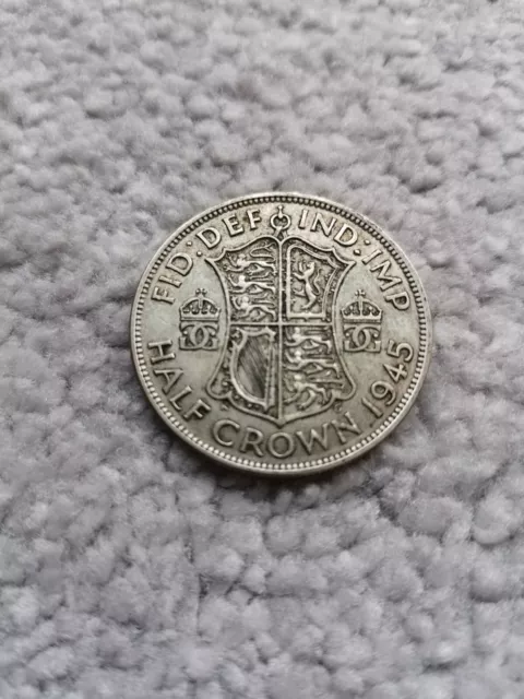 1945 Half Crown coin 2/6d Silver (.500) George VI