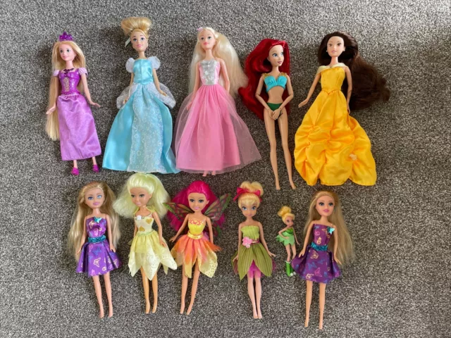 Fashion Dolls Disney princesses Fairies Etc Job Lot x 11 VGC