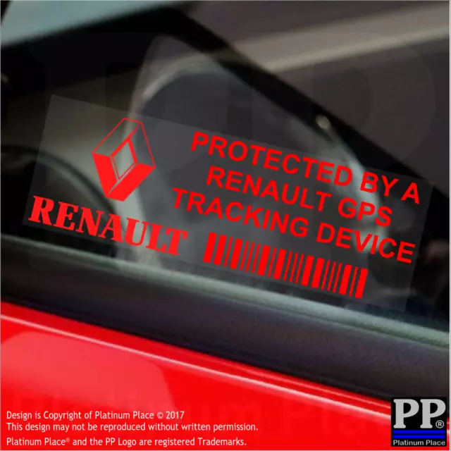 5 x RED- Renault GPS Tracking Device Security Stickers-Clio-Car Alarm Tracker