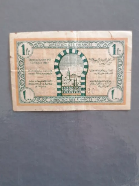 Billet Tunisie 1 Franc 1943