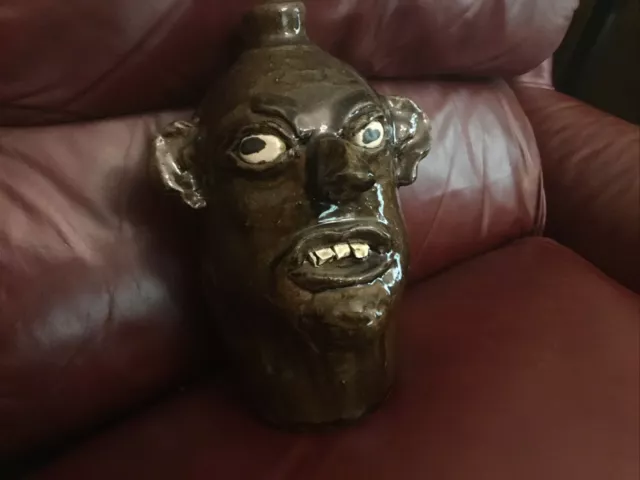 chester Hewell grotesque face jug from northern Georgia 10 inch