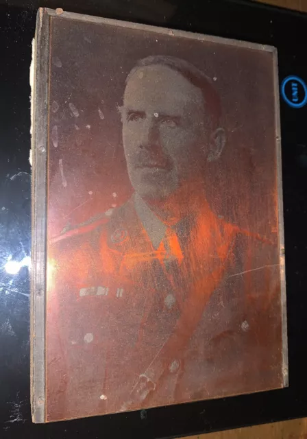 COPPER PLATE PRINTING BLOCK PORTRAIT Colonel Brian Naves 1907 Jamaica Earthquake