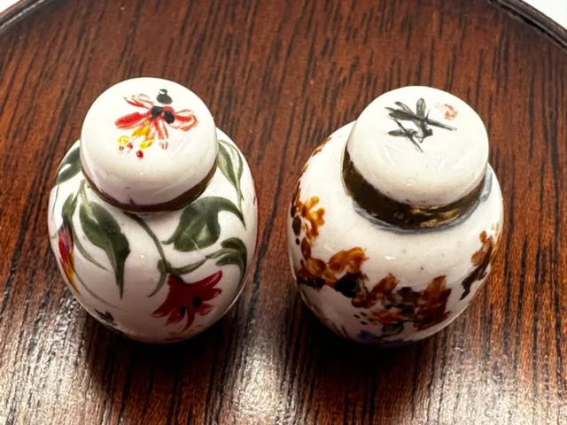 Dolls house miniature 1:12 HAND PAINTED porcelain ginger jars by SU CARTER 2