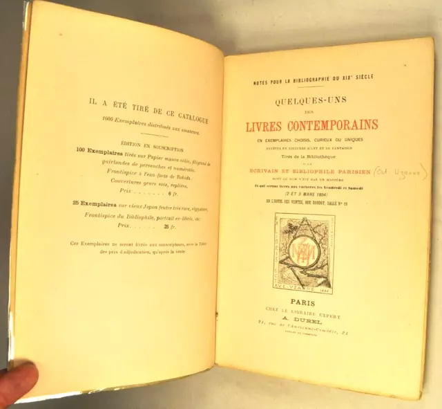 Octave Uzanne Livres Contemporains Durel 1894 Ex. Edmond Haraucourt Decoupe Rare