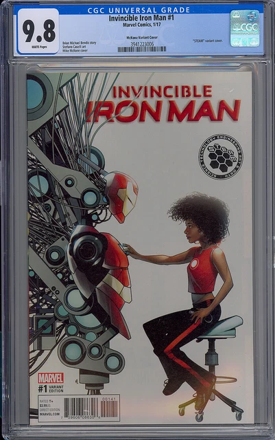 Cgc 9.8 Invincible Iron Man #1 Mckone Steam Edition Variant 2017 Riri Williams