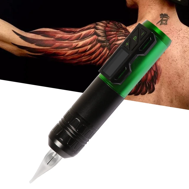 Máquina inalámbrica lápiz giratorio para tatuajes control preciso 1800 mAh motor sin núcleo verde