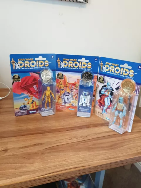 Star Wars Droids Vintage Collection full Set Of 3 Figures Boba Fett C-3PO R2-D2!