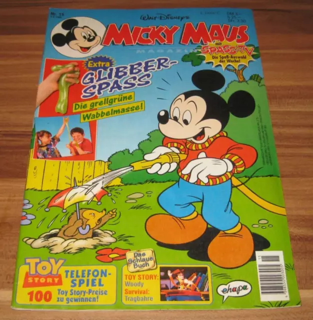 Micky Maus 1996 Nr.15 Ehapa Heft mit Extra Glibber Spaß+Toy Story Panini Sticker