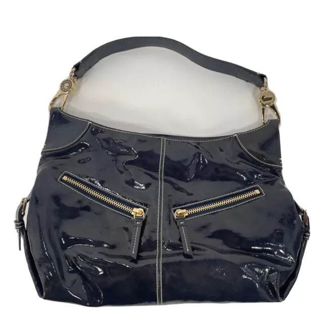 Dooney & Bourke Navy Blue Patent Leather Shoulder Bag Purse