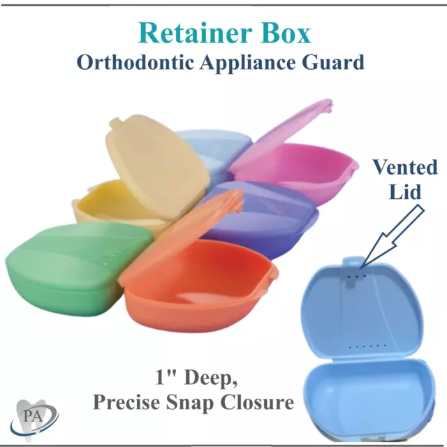 Dental Retainer Case Ortho Appliance Box, Patient Stickers, 1"Deep, Upto 100/Cs