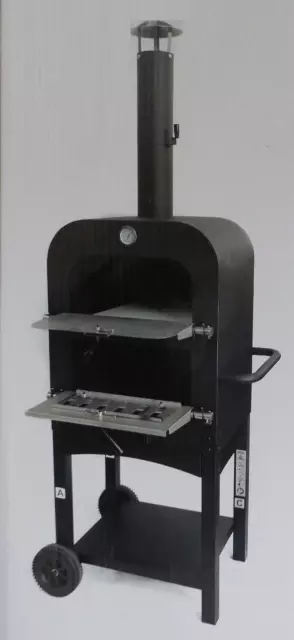 Pizzaofen "NAPOLI" Pizzastein aus Keramik Grill Ofen bis 270 °C Thermometer NEU!