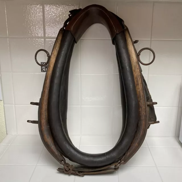 Antique Leather Horse Collar with Wooden Hames - LOCAL PICKUP