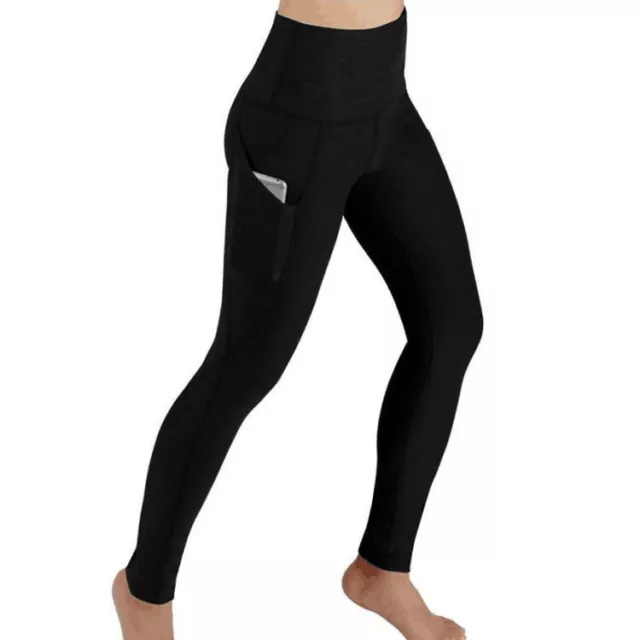 Women High Waist Gym Leggings Pocket Fitness Sports Running Ladies Yoga Pants UK