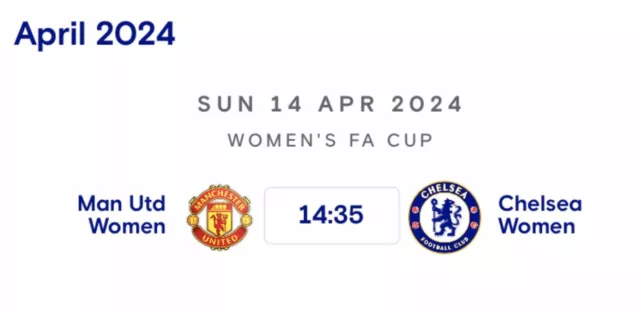 2024 WOMANS FA CUP SEMI-FINAL MANCHESTER UTD WOMEN v CHELSEA WOMAN PROGRAMME
