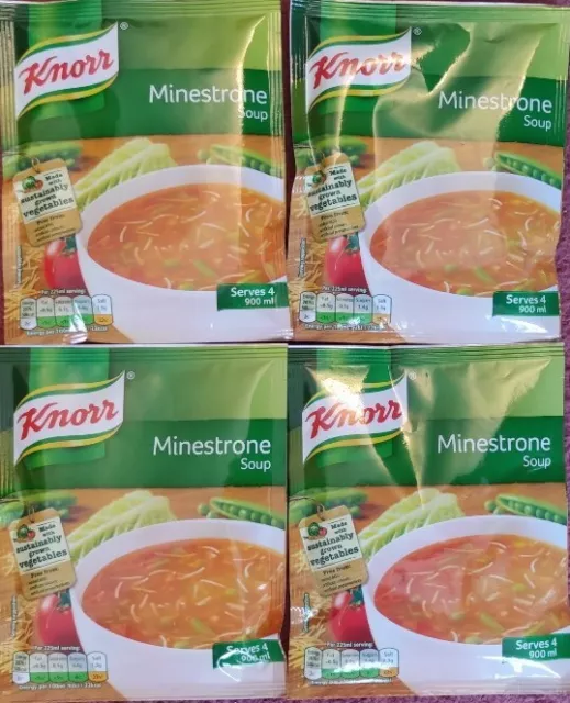 4 x PACKS KNORR SOUP MIX Vegetarian Minestrone Soup Each Serves 4 BB 03/2025