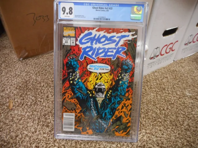 Ghost Rider 23 cgc 9.8 Marvel 1992 V2 NEWSSTAND variant edition WHITE pgs NM M