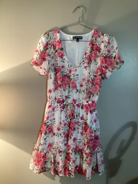 Crystal Doll Women’s Floral Pink & White Dress Size S