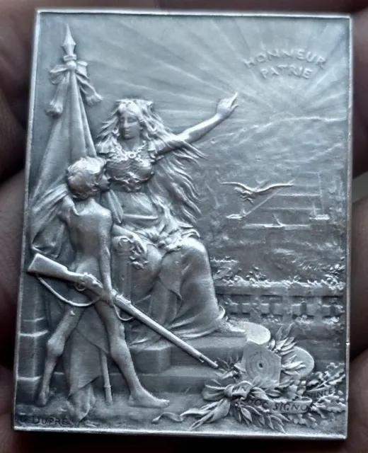 Superbe médaille/plaque en bronze Union des Sociétés de Tir de France par Dupré