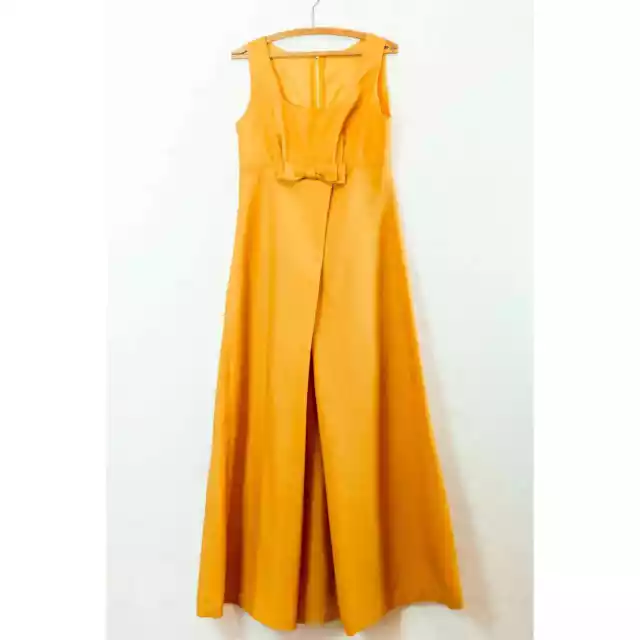 Vintage 60s 70s Wide Palazzo Leg Gold Yellow Jumpsuit, Retro Empire Waist, Med