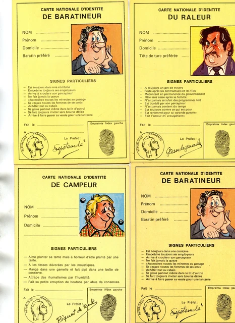 LOT DE 4 cartes Humour Illustré sur la carte Nationale d'Identité EUR 9 ...