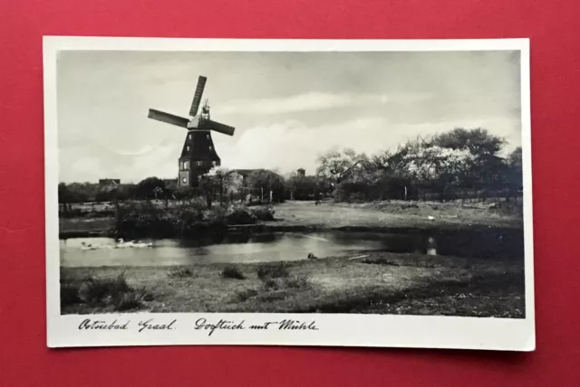 Foto AK GRAAL Müritz 1931 Dorfteich mit Mühle Windmühle Molen    ( 44087