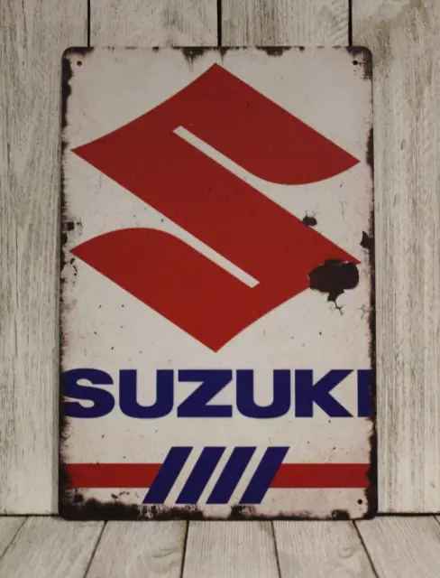 Suzuki Motorcycles Tin Metal Sign Vintage Retro Rustic Style Man Cave Garage XZ