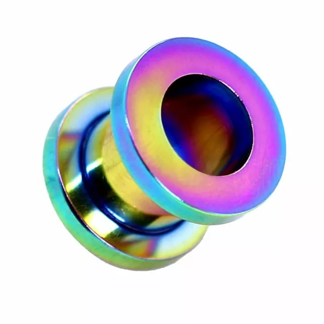 1x o Set Flesh Tunnel Plug Edelstahl zum Schrauben Rainbow 1,6 2 3 4 5 6 8 10 mm