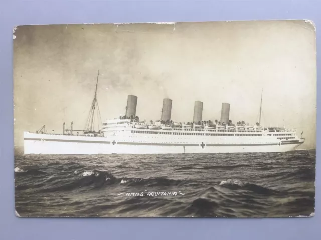 RMS Aquitania as WW1 Hospital Ship HMHS RP postcard