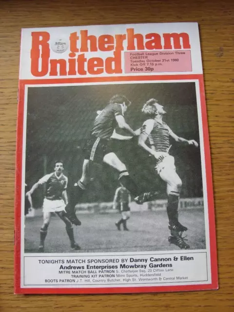 21/10/1980 Rotherham United v Chester   (Item has no apparent faults).