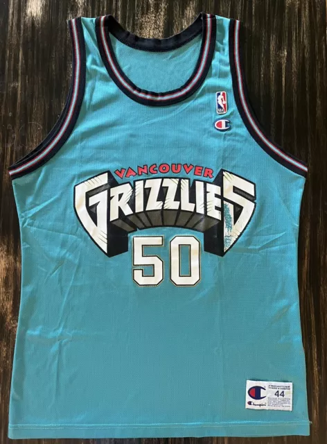 Rare Vtg Champion BRYANT BIG COUNTRY REEVES #50 Vancouver Grizzlies Jersey  sz 48