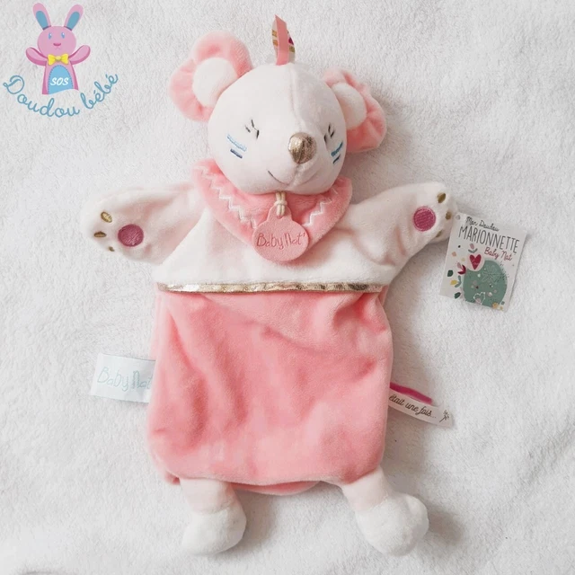 NEUF - Doudou marionnette Souris rose blanc Il était une fois BABY NAT