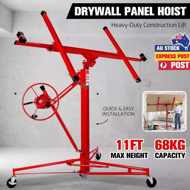 11FT 68KG Drywall Panel Lifter Plasterboard Sheet Lift Gyprock Hoist Lockable