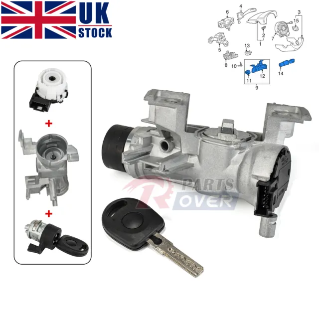 Ignition Starter Switch Steering Lock Barrel & Key For Vw Caddy Mk3 Eos Golf Mk5