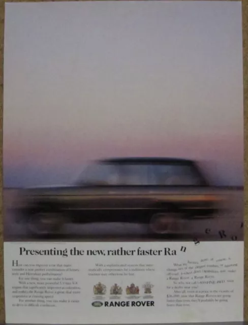 1987 Range Rover Print Ad; "Presenting the new..."